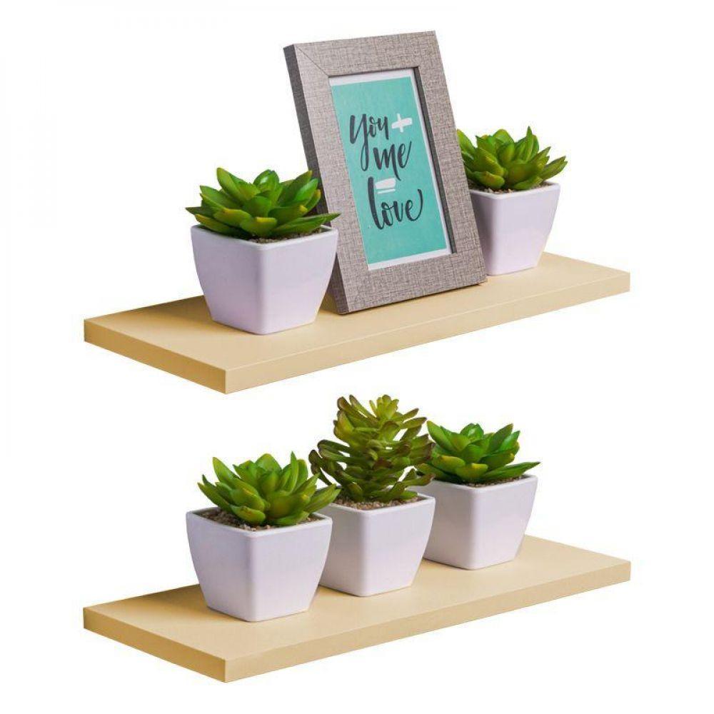 Kit 2 Prateleiras 30 X 10cm Bege Claro Suporte Invisível - 1