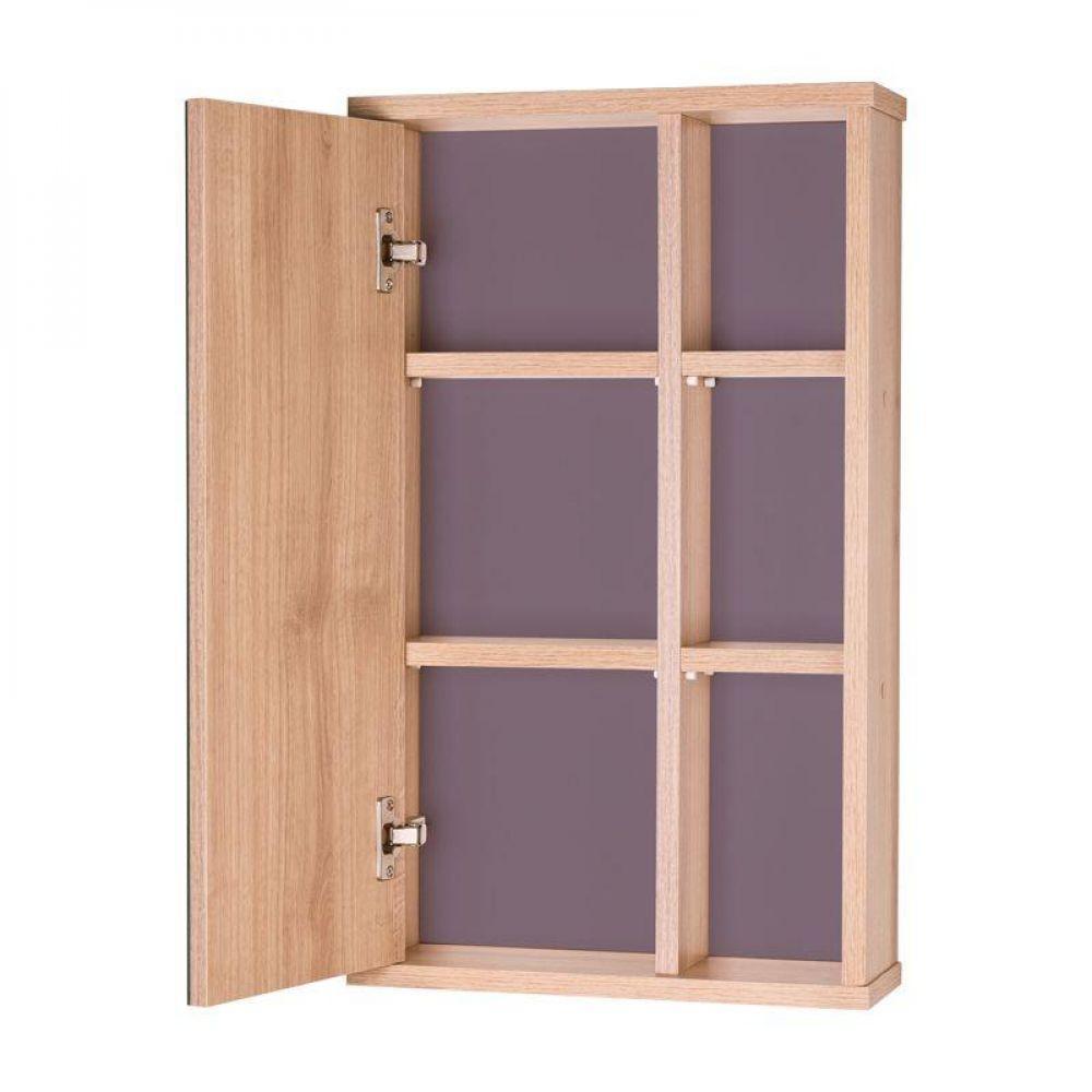 Espelho Para Banheiro Com Armário Milano Carvalho E Cinza - 1