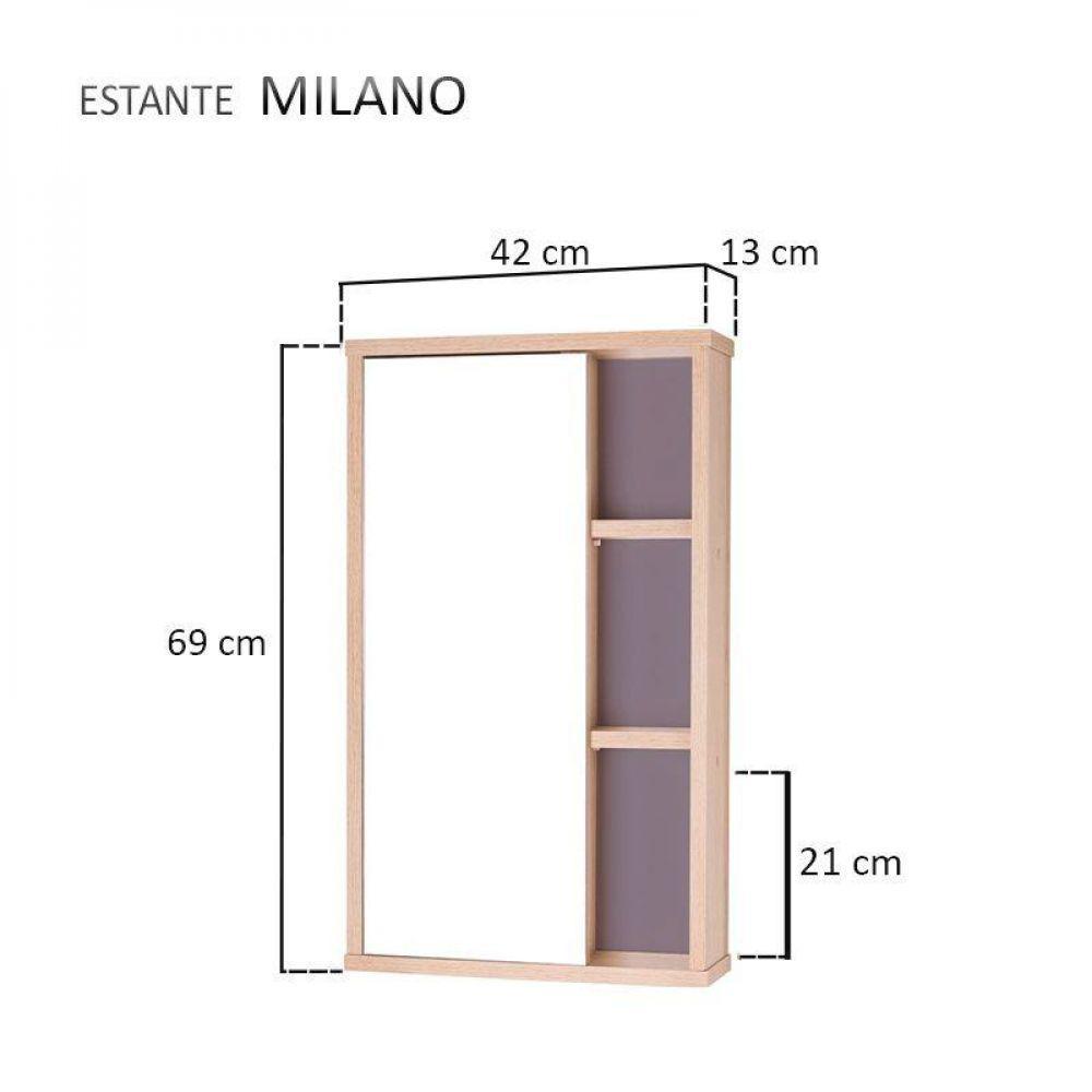 Espelho Para Banheiro Com Armário Milano Carvalho E Cinza - 2