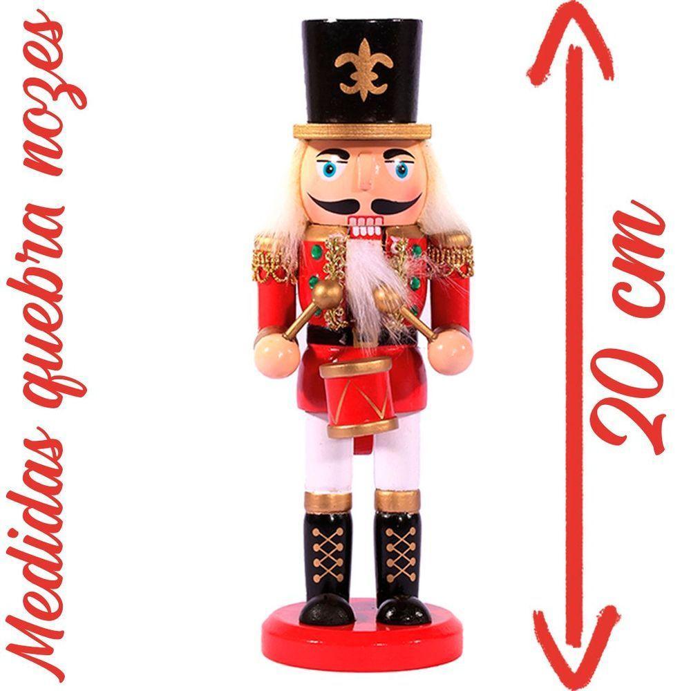 Boneco Natal Papai Noel Madeira Quebra Nozes Tambor 20cm - 2