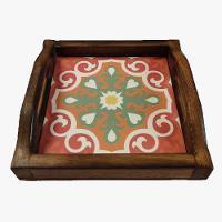 Bandeja Café Da Manhã Madeira Maciça Com Azulejo Azulejo G3 - 2