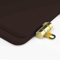 Tampa De Vaso Com Fechamento Lento Quadra Marrom Fosco Para Louça Deca Com Ferragem Dourada - 3