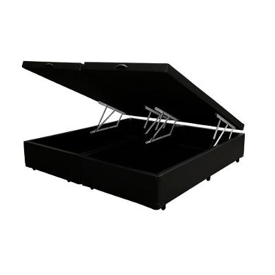 Cama Box Baú Blindado Queen Bipartido Homequeen Sintético Preto 41x158x198