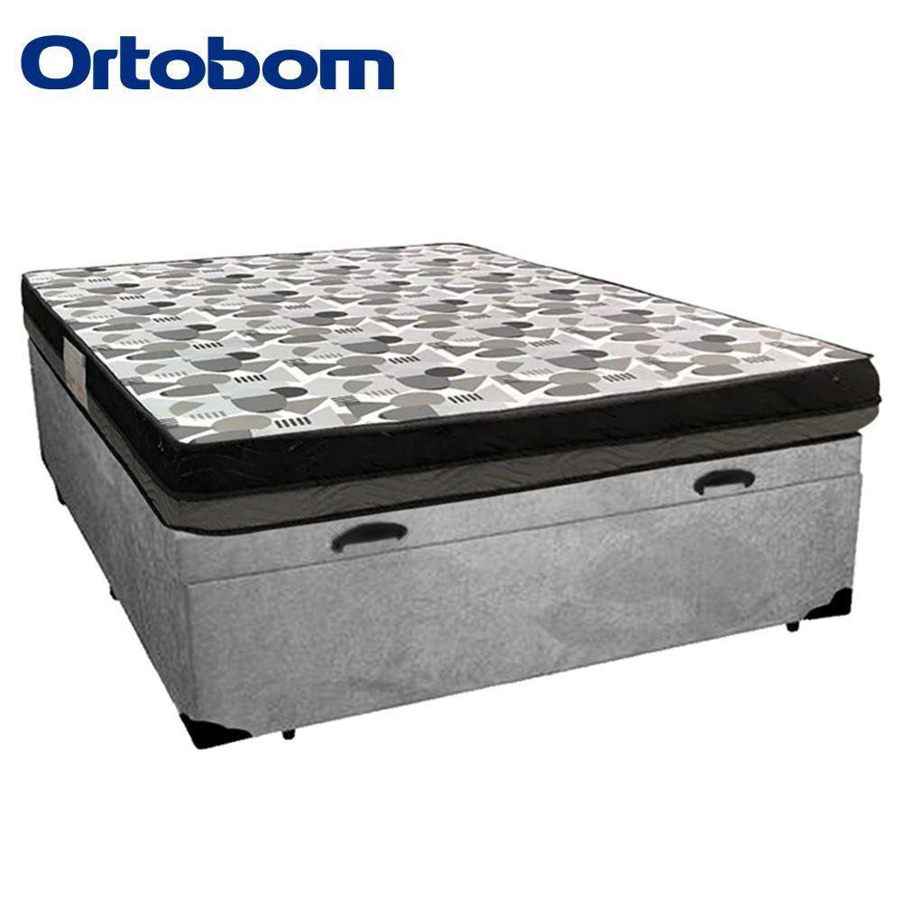 Cama Baú Casal Suede + Colchão Casal Ortobom Iso Dupla Face 60x138x188 Cor:cinza - 7