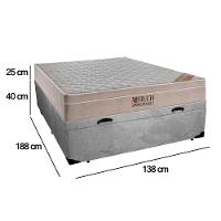 Cama Baú Casal Suede + Colchão Casal Ortobom Airtech Molas Springpocket (65x138x188) Cinza - 6