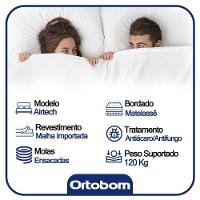 Cama Baú Casal Sintético + Colchão Casal Ortobom Airtech Molas Superpocket (65x138x188) bege - 5