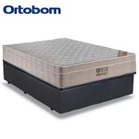 Cama Baú Casal Sintético + Colchão Casal Ortobom Airtech Molas Superpocket (65x138x188) cinza