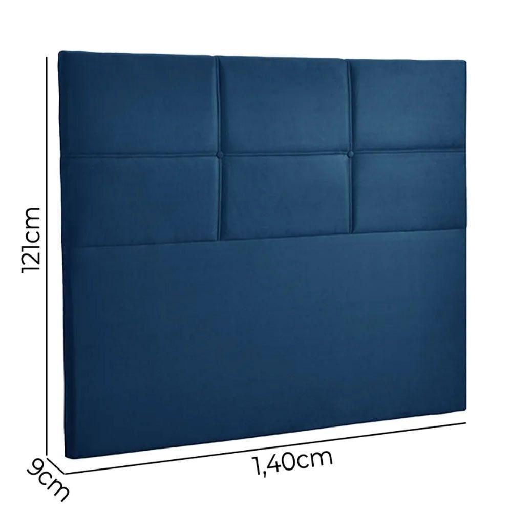 Cabeceira Estofada Milena 1,40 Casal Shop Das Cabeceiras Azul - 2