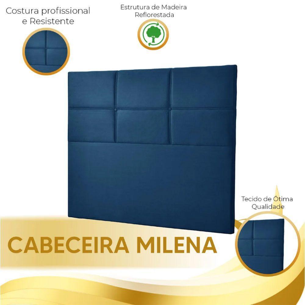 Cabeceira Estofada Milena 1,40 Casal Shop Das Cabeceiras Azul - 5