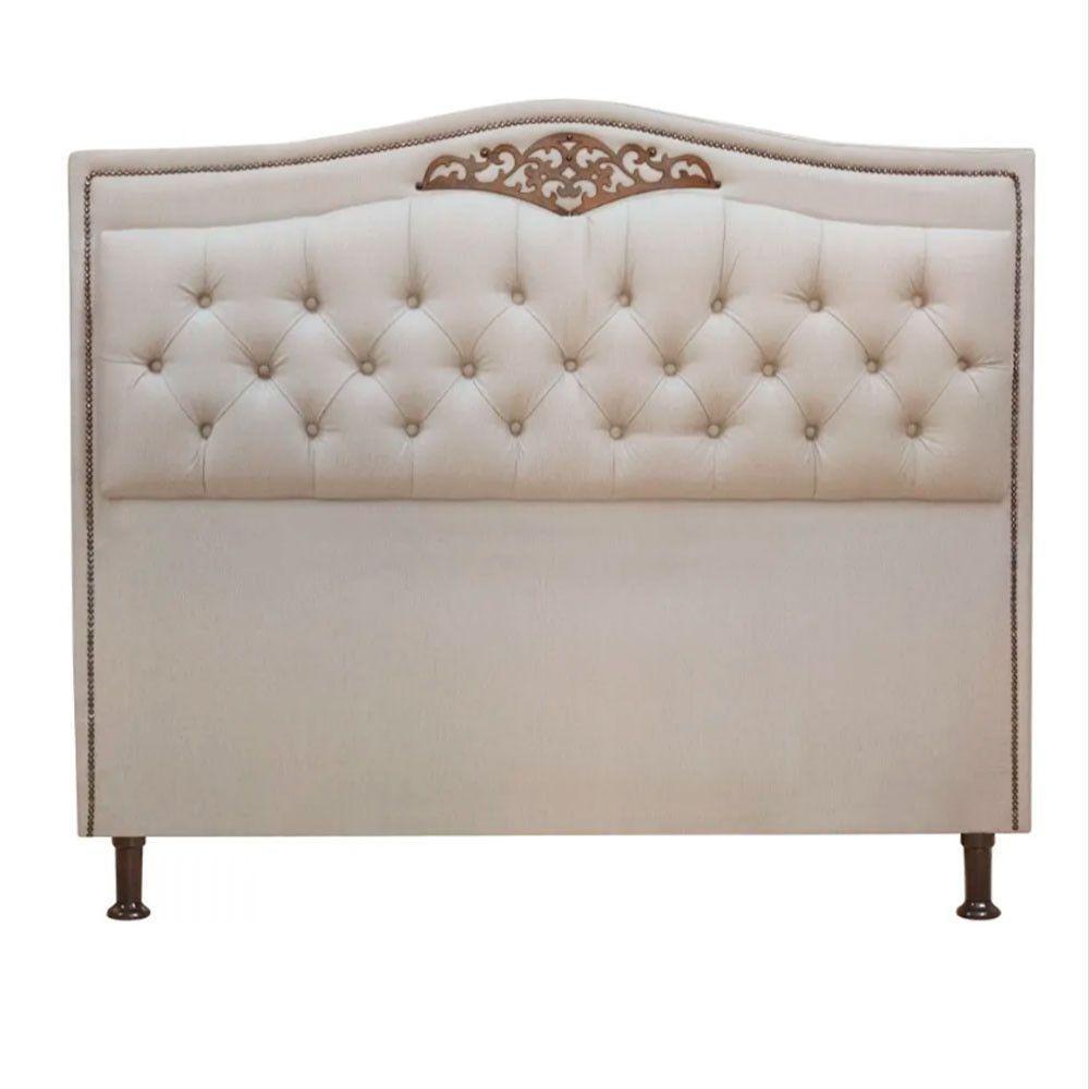 Cabeceira Estofada Holanda 1,95 King Size Linho Shop Das Cabeceiras Capuccino - 1