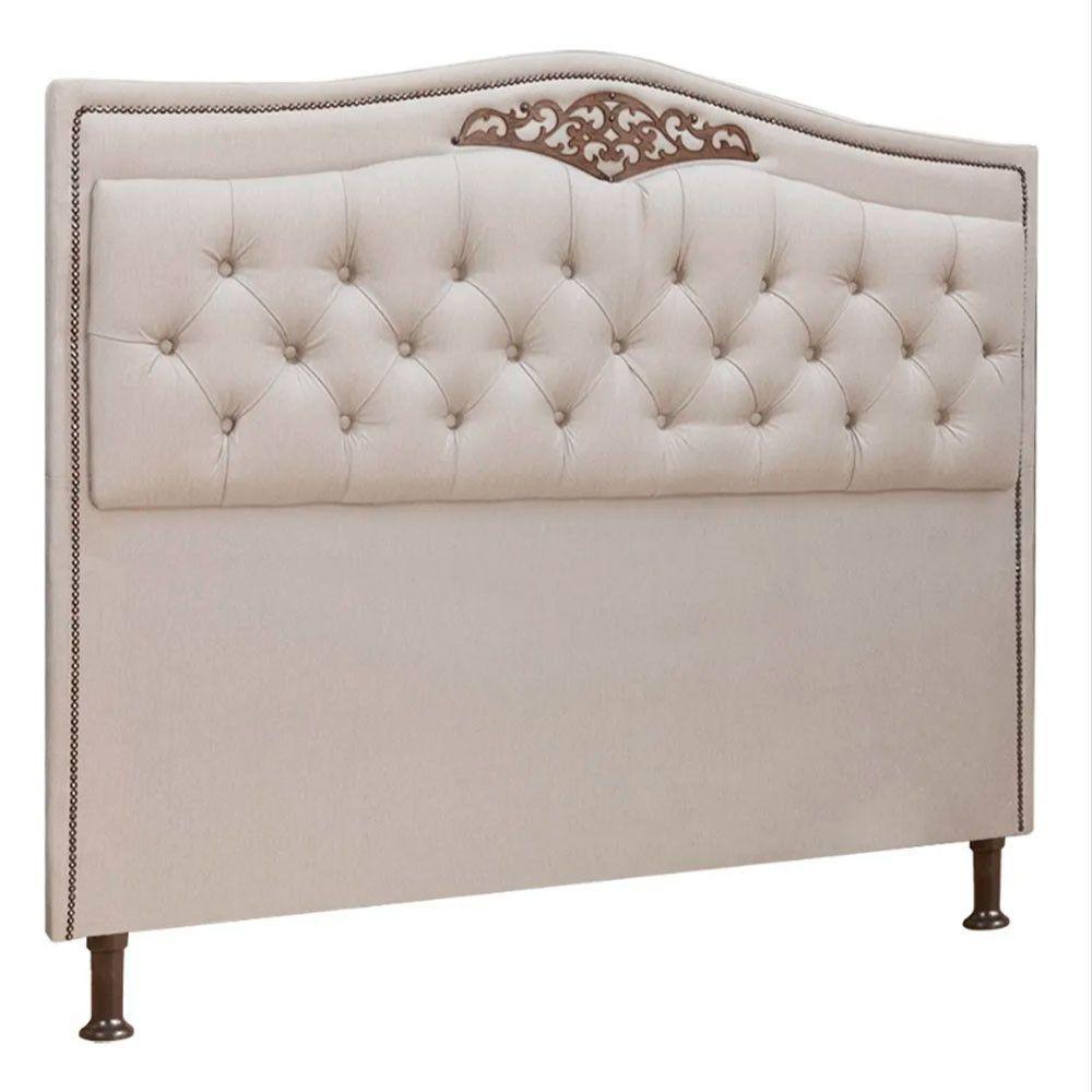 Cabeceira Estofada Holanda 1,95 King Size Linho Shop Das Cabeceiras Capuccino - 2