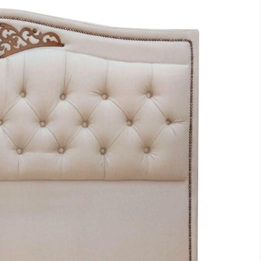 Cabeceira Estofada Holanda 1,95 King Size Linho Shop Das Cabeceiras Capuccino - 5