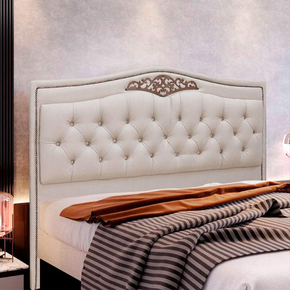 Cabeceira Estofada Holanda 1,95 King Size Linho Shop Das Cabeceiras Capuccino - 6