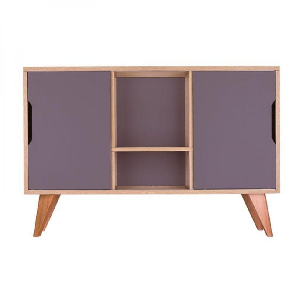 Buffet Aparador Retrô Com 2 Portas Murano Carvalho E Cinza - 1