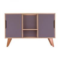 Buffet Aparador Retrô Com 2 Portas Murano Carvalho E Cinza - 1