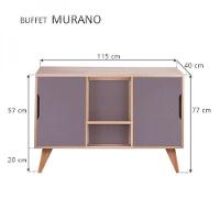 Buffet Aparador Retrô Com 2 Portas Murano Carvalho E Cinza - 2