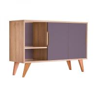 Buffet Aparador Retrô Com 2 Portas Murano Carvalho E Cinza - 3