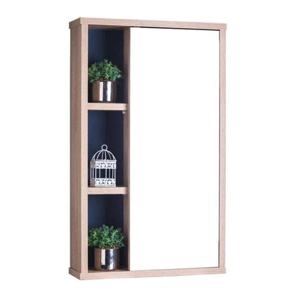 Armário para Banheiro com Espelho Milano Carvalho e Marinho - 1