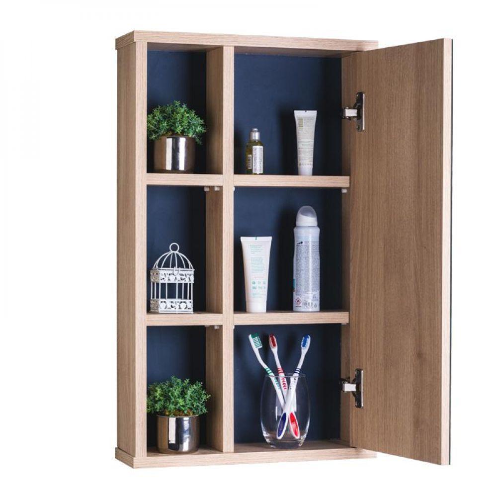 Armário para Banheiro com Espelho Milano Carvalho e Marinho - 4