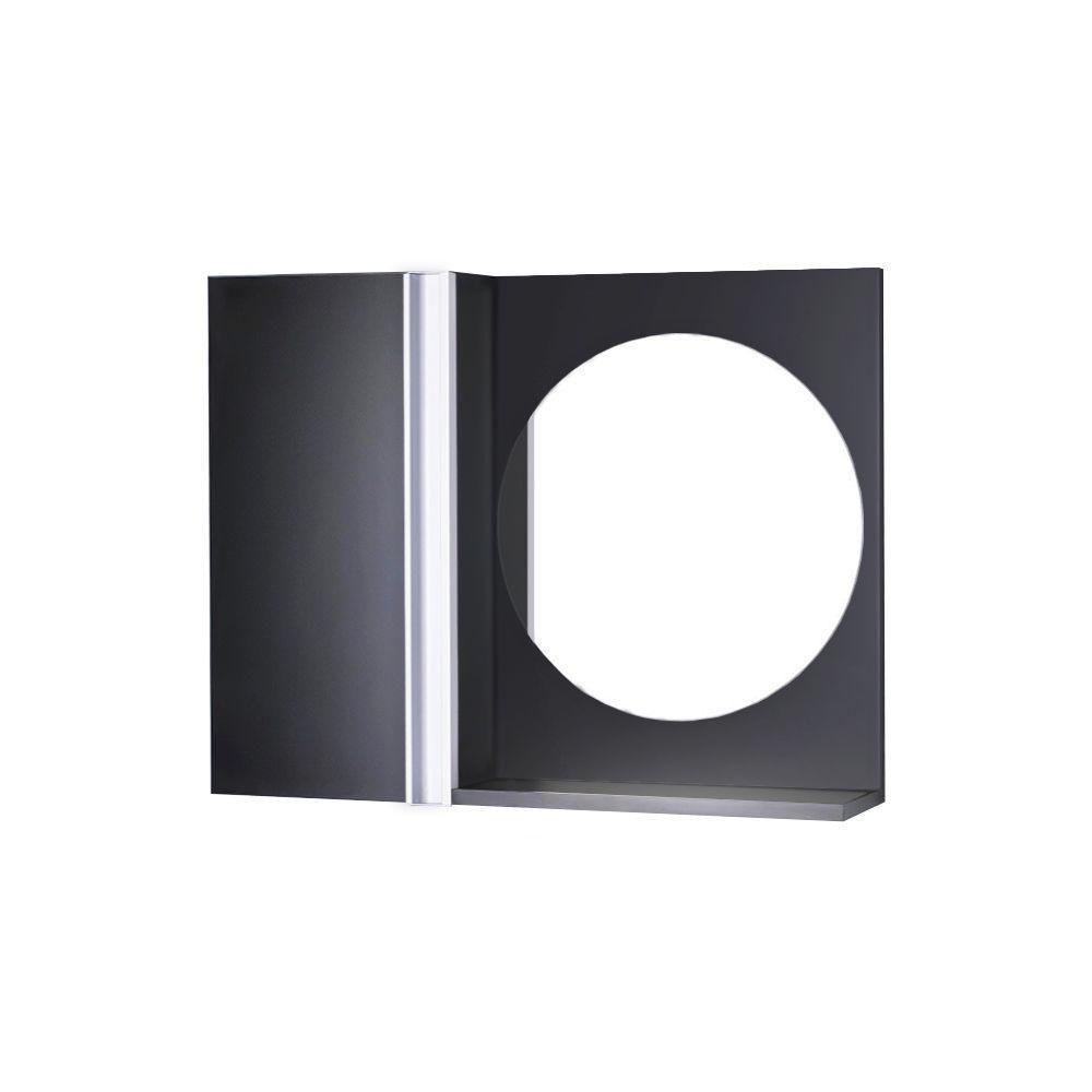 Armário Banheiro com Espelho Redondo Preto Barra Vertical - 1