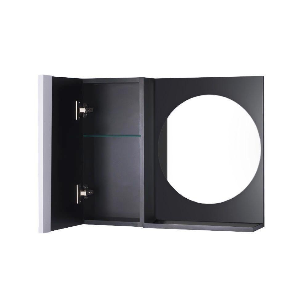 Armário Banheiro com Espelho Redondo Preto Barra Vertical - 3