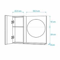 Armário Banheiro com Espelho Redondo Preto Barra Vertical - 2