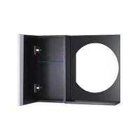 Armário Banheiro com Espelho Redondo Preto Barra Vertical - 3