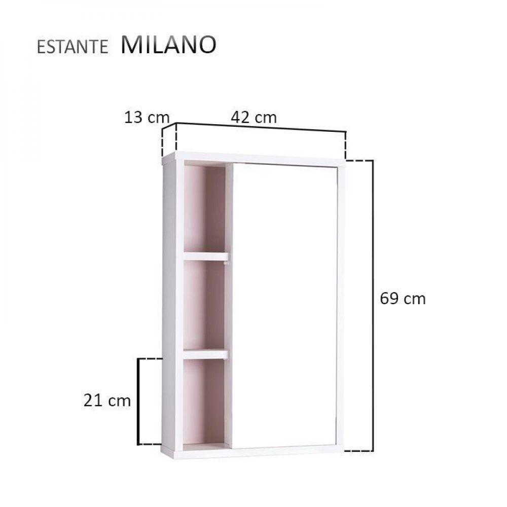 Armário com Espelho para Banheiro Milano Rosa Claro - 3
