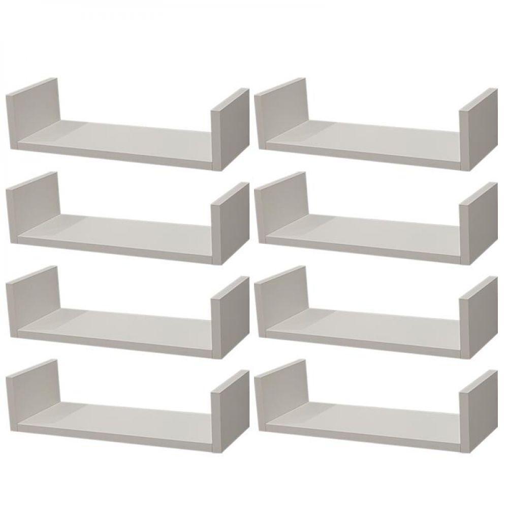 Kit 8 Prateleiras U 40 X 15cm Branca Suporte Invisível - 1