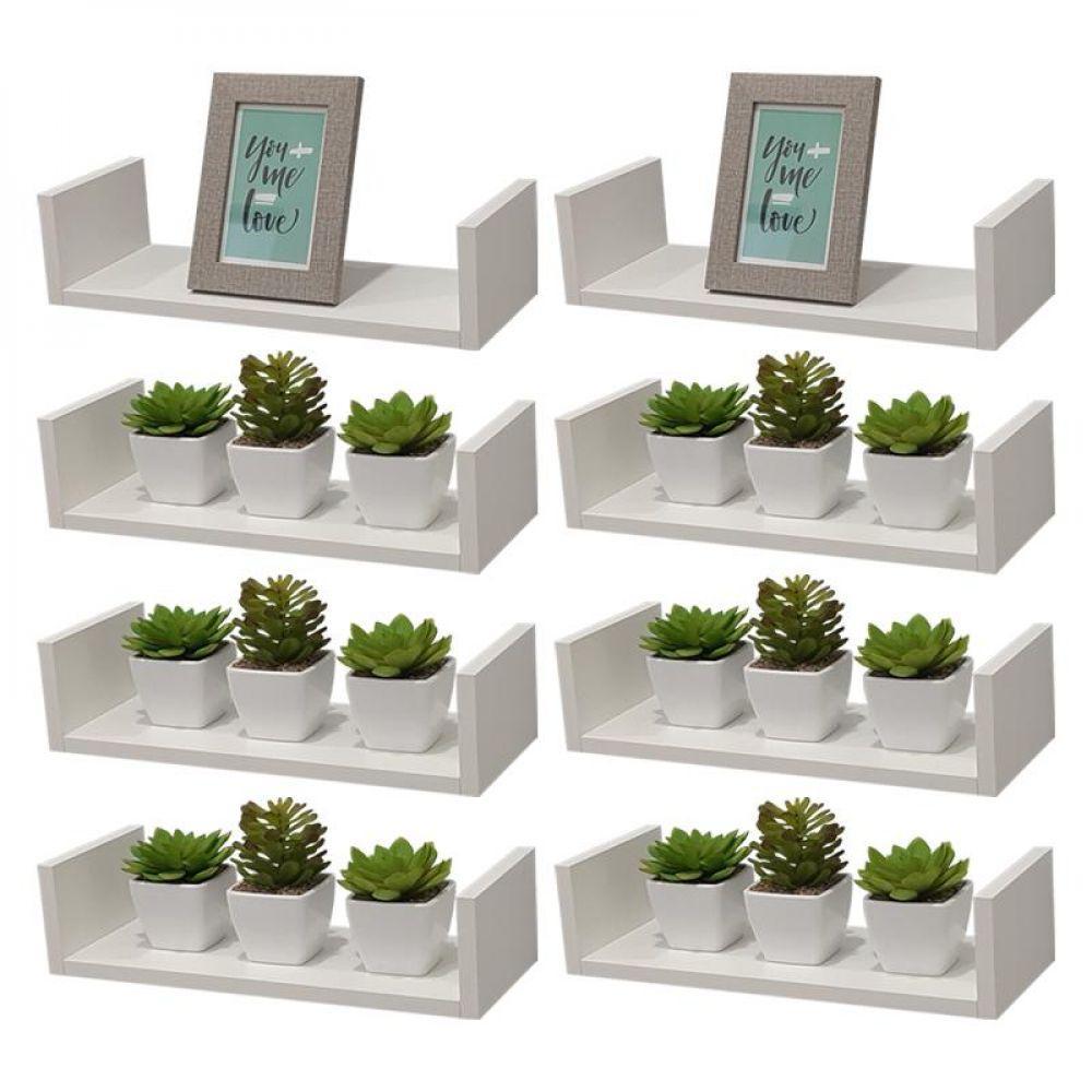 Kit 8 Prateleiras U 40 X 15cm Branca Suporte Invisível - 7