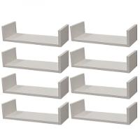 Kit 8 Prateleiras U 40 X 15cm Branca Suporte Invisível - 1