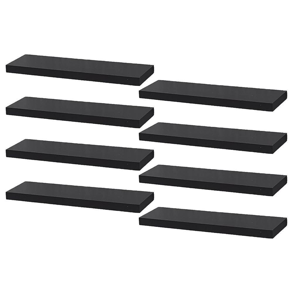 Kit 8 Prateleiras 30 x 15cm Preta Suporte Invisível - 1