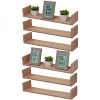 Kit 6 Prateleiras U 60 X 10cm Carvalho Suporte Invisível - 3