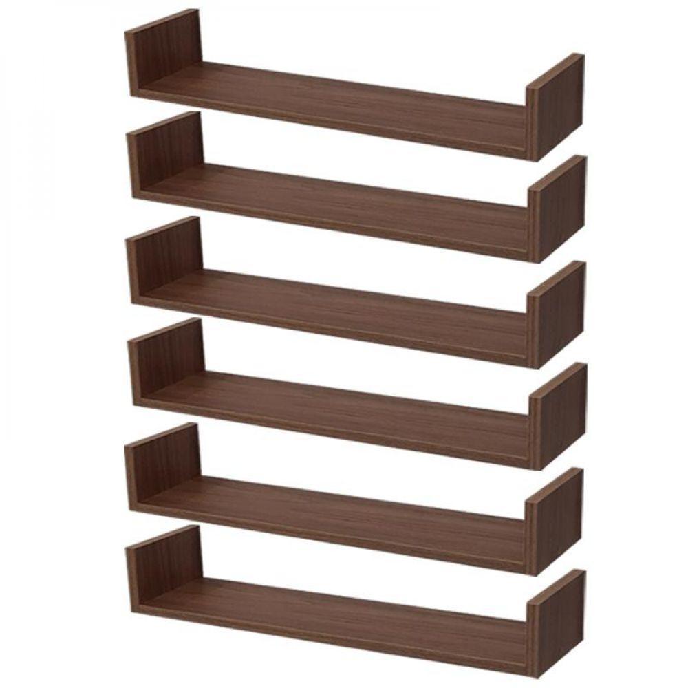 Kit 6 Prateleiras U 50 X 25cm Nogal Suporte Invisível - 3