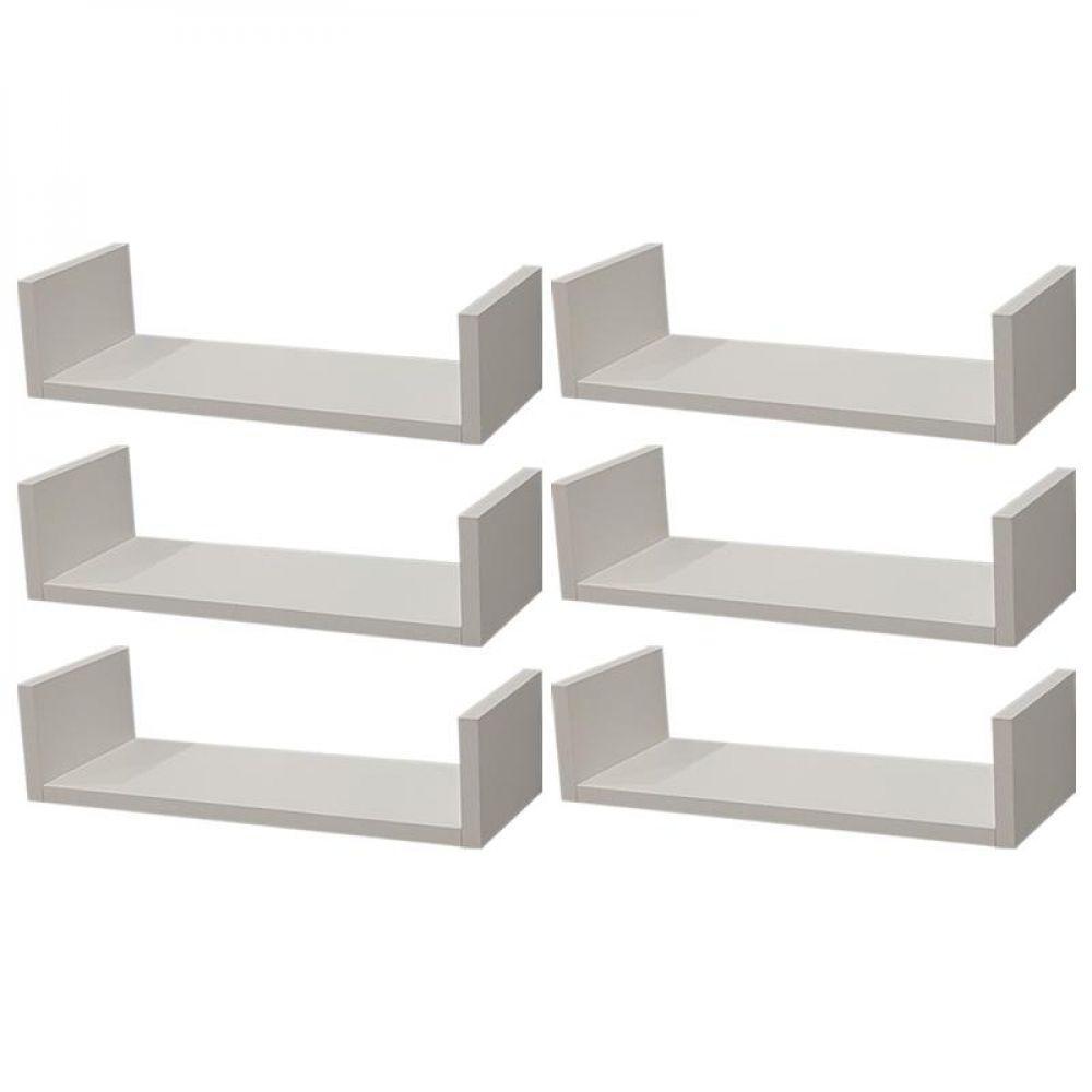 Kit 6 Prateleiras U 50 X 20cm Branca Suporte Invisível - 3