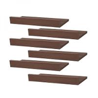 Kit 6 Prateleiras Porta Quadros 40 x 10cm Nogal Suporte Invisível - 1