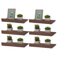 Kit 6 Prateleiras Porta Quadros 40 x 10cm Nogal Suporte Invisível - 3