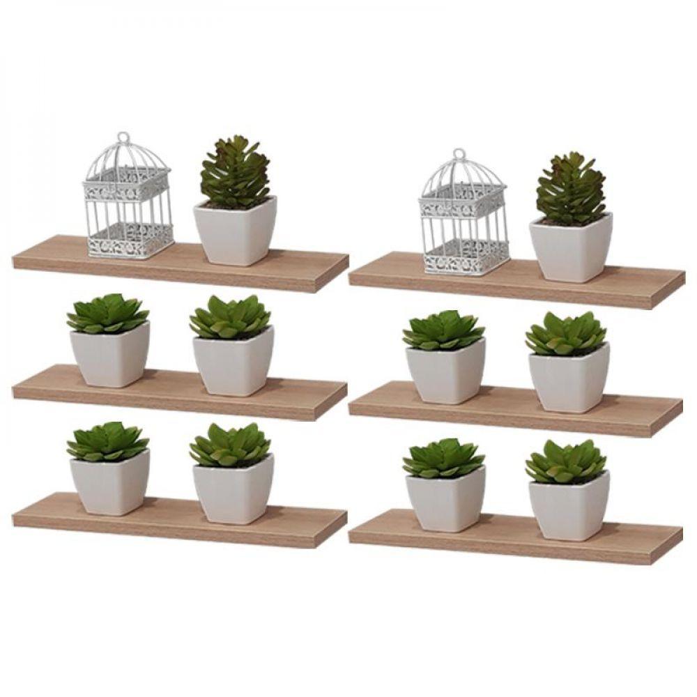 Kit 6 Prateleiras 30 x 10cm Carvalho Suporte Invisível - 6