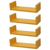 Kit 4 Prateleiras U 40 x 20cm Amarela Suporte Invisível - 1