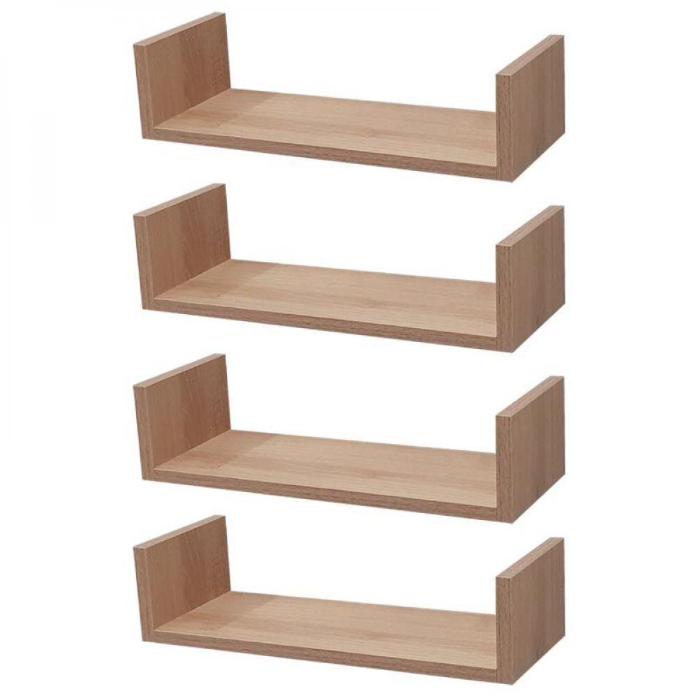 Kit 4 Prateleiras U 40 x 10cm Carvalho Suporte Invisível - 1