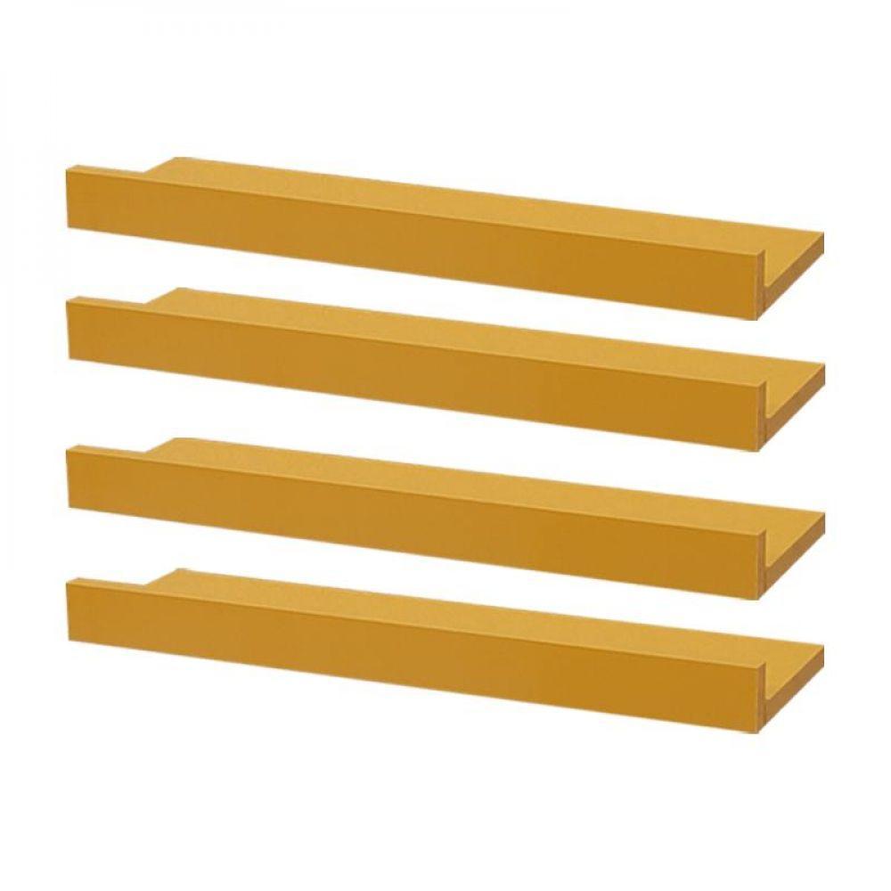 Kit 4 Prateleiras Porta Quadros 50 X 15cm Amarela Suporte Invisível - 1
