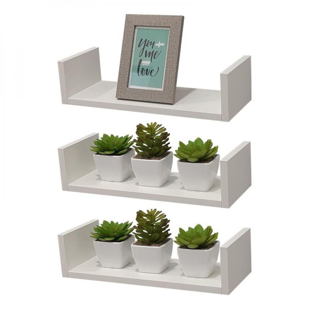 Kit 3 Prateleiras U 50 X 25cm Branca Suporte Invisível - 1