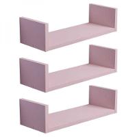 Kit 3 Prateleiras U 40 X 15cm Rosa Claro Suporte Invisível - 3