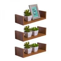 Kit 3 Prateleiras U 40 X 15cm Freijó Suporte Invisível - 1