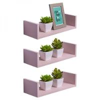 Kit 3 Prateleiras U 50 X 15cm Rosa Claro Suporte Invisível - 1