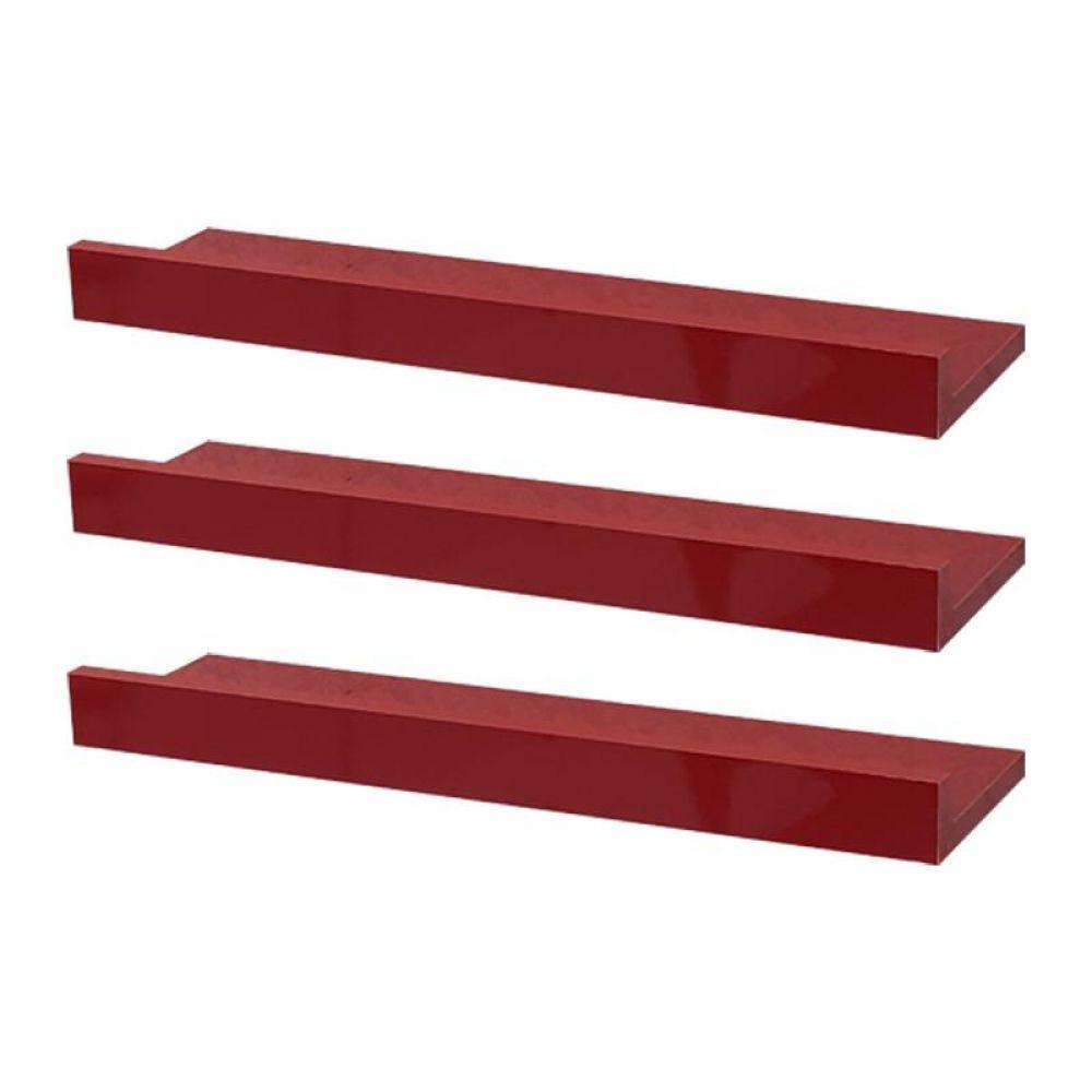 Kit 3 Prateleiras Porta Quadros 50X15cm Vermelha Suporte Inv - 2