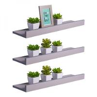 Kit 3 Prateleiras Porta Quadros 70 X 15cm Cinza Claro - 1