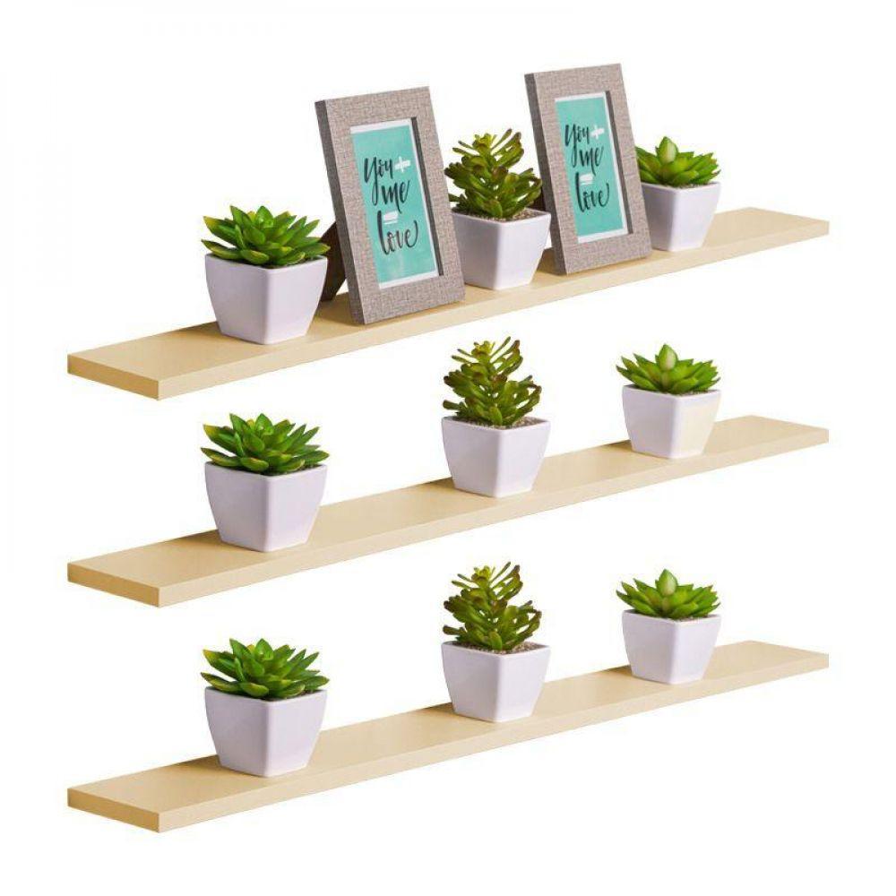 Kit 3 Prateleiras 90 x 15cm Bege Claro Invisível - 1