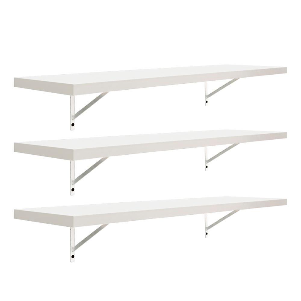 Kit 3 Prateleiras 80 x 20cm Branco Espessura 25mm - 1