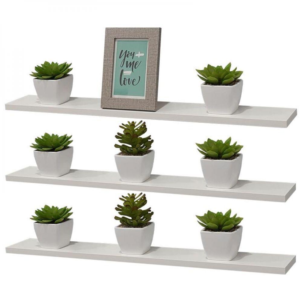 Kit 3 Prateleiras 70 X 10cm Branca Suporte Invisível - 1